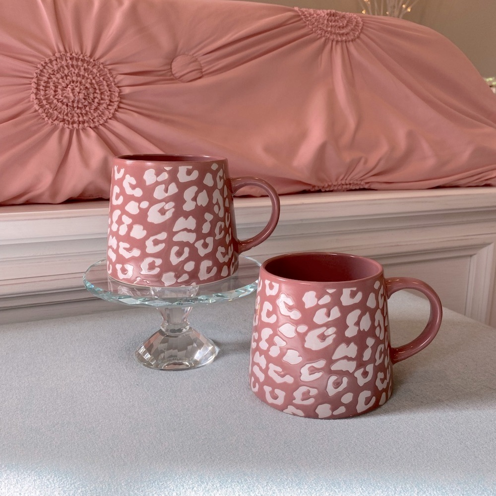 Pink Leopard/ Animal Print Mugs (set of 2)
